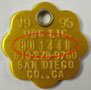 Sample 1995 license tag with the license number highlighted