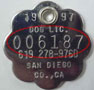 Sample 1997 license tag with the license number highlighted
